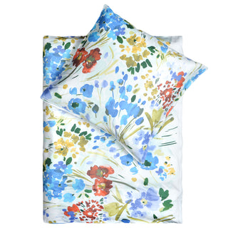 Living Dreams Bettwäsche Mako-Satin Blüten Blau/Orange