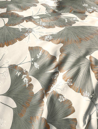 Irisette Bettwäsche Blätter Grün Beige Satin