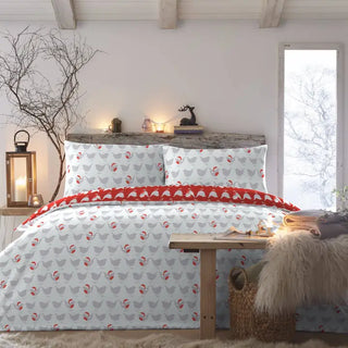 Zeo Living Weihnachtsbettwäsche Robin rot -