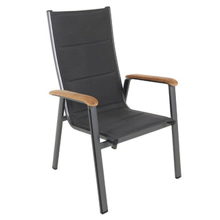 MWH Stapelsessel Renovo Alu/Textilene Iron Grey m. Teakholz