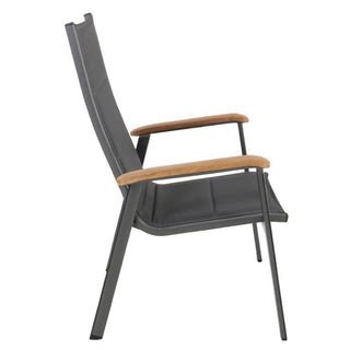 MWH Stapelsessel Renovo Alu/Textilene Iron Grey m. Teakholz