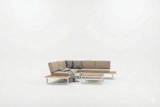 ZEO LIVING Lounge "Yucatan" weiß Teakholz