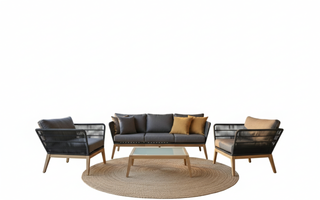 Zeo Living Loungeset "Stafford" Rope/Akazie