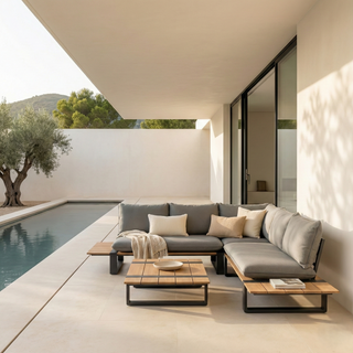 Tierra Outdoor Lounge-Set Seto Alu/Teak Grau