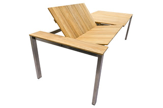 Zeo Living Gartentisch "Livingston" Teak/Edelstahl 160/260 x 100cm