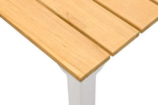 Sieger Gartentisch Alu/Teak 165x95cm weiß/teak