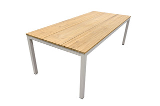 Zeo Living Gartentisch "Helsinki" Teak/Edelstahl light beige 220 x 100cm