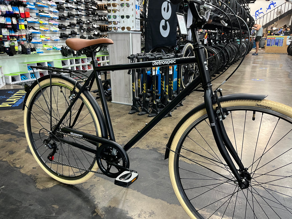 Retrospec Beaumont City Bike - 7 Speed - Matte Black DEMO