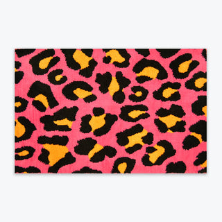 Zeo Living Badteppich Leopard 60x90cm Pink/Gelb