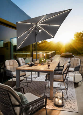Zeo Living Tisch Edelstahl/Teak 220x100cm