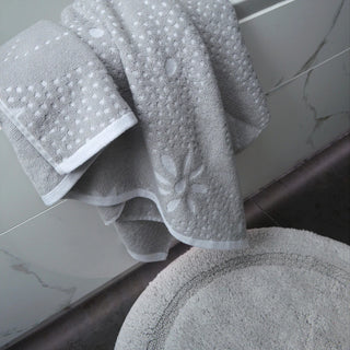 Zeo Living Frottiertuch mit Blumenmuster Grau