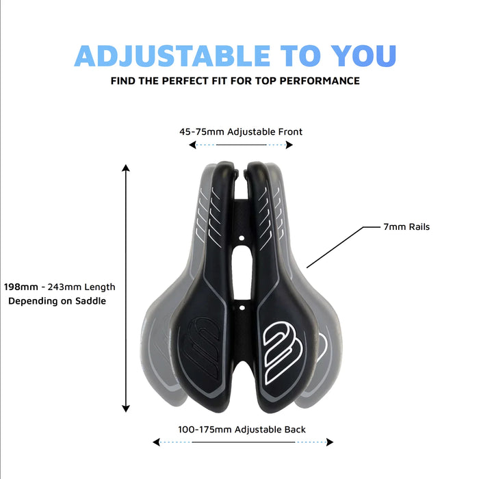 Bisaddle Adjustable Shape Bike Saddle - Bonneville Distance w/ Titanium Rails