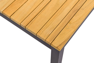 Zeo Living Gartentisch Monaco 220 x 100 Teak/Edelstahl pulverbeschichtet