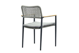 Zeo Living Stapelsessel DL 193 Alu Rope weiß mit Teakarml.