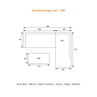 Garden Impressions Alu Lounge Esmee 3tlg. links carbon black/mint grey
