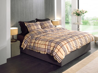 Heckett & Lane Bettwäsche Flanell Karo Beige