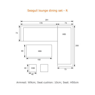 GARDEN IMPRESSIONS Dining Lounge Seagull R Cloudy Grey/Reflex Black 6tlg.