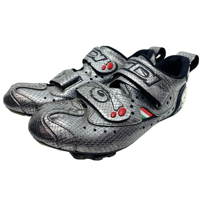 Sidi Men's T2 Carbon Mamba Triathlon Shoes - Size 42.5, Silver Snake