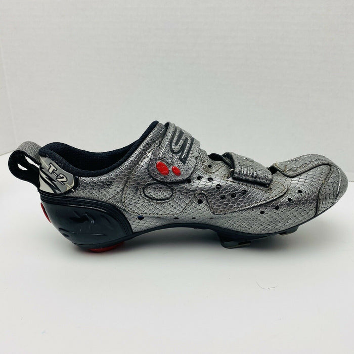 Sidi Men's T2 Carbon Mamba Triathlon Shoes - Size 42.5, Silver Snake