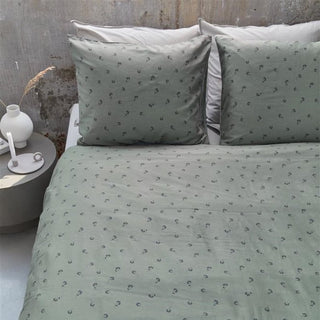 Beddinghouse Bettwäsche Mako-Satin Flowers dunkelgrün