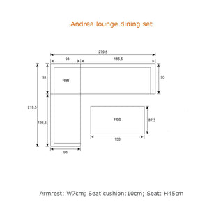 GARDEN IMPRESSIONS Lounge Andrea black/grey