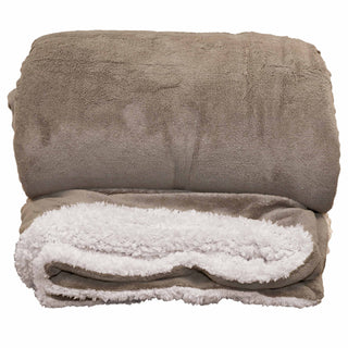 Wohndecke Samt Lars 220x240cm Taupe XXL Decke Microfaser