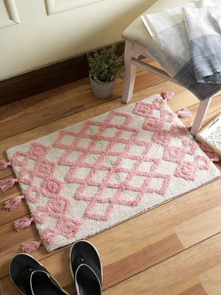 Zeo Living Badteppich Boho 50x76cm rosa