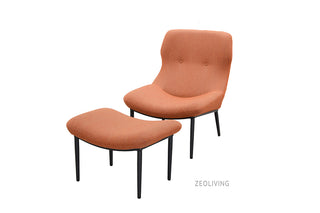 Zeo Living Sessel mit Hocker orange