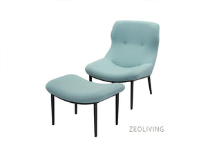 Zeo Living Sessel mit Hocker türkis