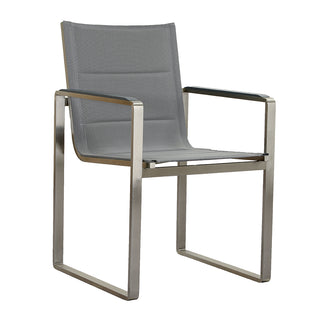Zeo Living Granada Kufensessel Edelstahl gepaddet silver/black m. Aluarmlehne