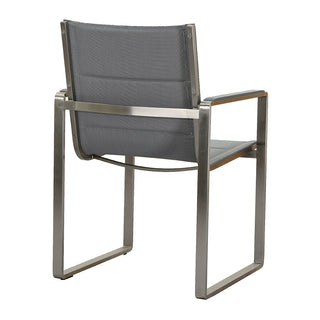 Zeo Living Granada Kufensessel Edelstahl gepaddet silver/black m. Aluarmlehne