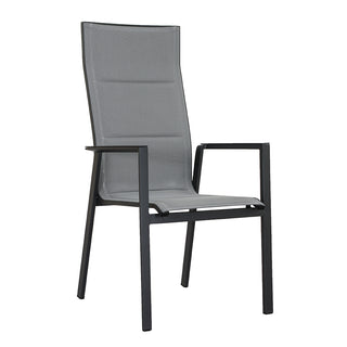 ZEO LIVING Chelsea Stapelstuhl hoch Alu silver/black gepaddet m. Aluarm