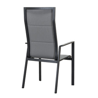 ZEO LIVING Chelsea Stapelstuhl hoch Alu silver/black gepaddet m. Aluarm