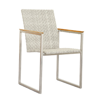ZEO LIVING Kufensessel Bologna Edelstahl/Geflecht white wash