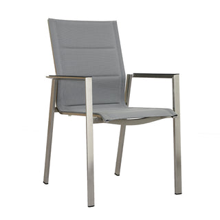 ZEO LIVING Stapelsessel Provence NL Edelstahl gepaddet silver black m. Alu-Armlehne