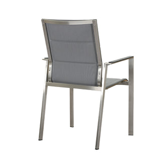 ZEO LIVING Stapelsessel Provence NL Edelstahl gepaddet silver black m. Alu-Armlehne