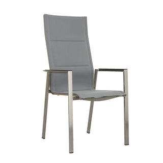 ZEO LIVING Stapelsessel Provence HL Edelstahl gepaddet silver black m. Alu-Armlehne