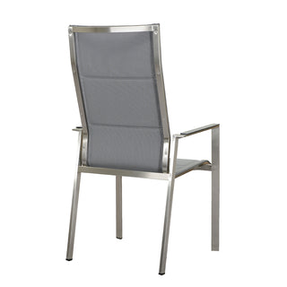 ZEO LIVING Stapelsessel Provence HL Edelstahl gepaddet silver black m. Alu-Armlehne