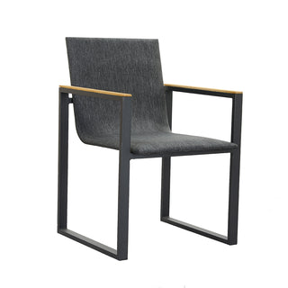 ZEO LIVING Kufensessel Ferno Aluminium Olefin anthr. mit Teakarmlehne