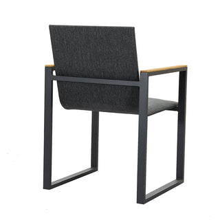 ZEO LIVING Kufensessel Ferno Aluminium Olefin anthr. mit Teakarmlehne
