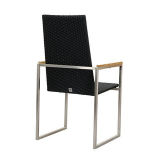 ZEO LIVING Kufensessel Ottawa Edelstahl 6mm black m. Teakarmlehne