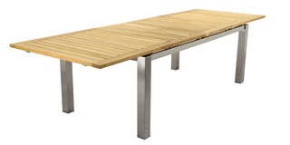 ZEO LIVING Milano Auszugstisch 200/300x100cm Edelstahl/Teakholz