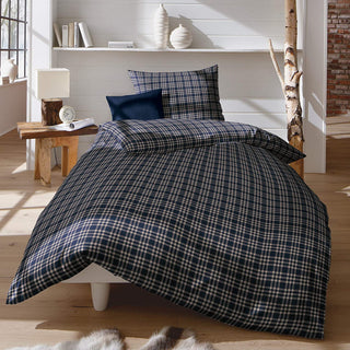 Fleuresse Bettwäsche Flanell Lech 60387 marine-taupe