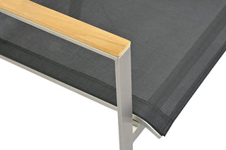 ZEO LIVING Chelsea Stapelstuhl Edelstahl black m. Teakarm