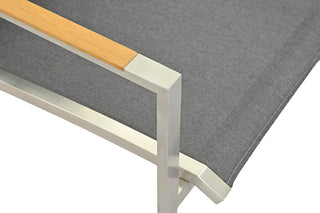 Zeo Living Stapelsessel ER133 Edelstahl Softex coal m. Teakarmlehne