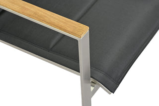 Zeo Living Stapelsessel Chelsea Edelstahl hoch Black mit QDF und Teakarmlehne