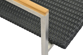 ZEO LIVING Kufensessel Ottawa Edelstahl 6mm black m. Teakarmlehne
