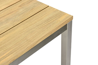 ZEO LIVING Tisch Kiel 220x90cm Edelstahl/Teak
