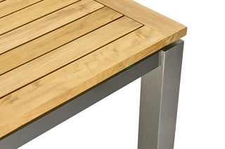 ZEO LIVING Milano Auszugstisch 200/300x100cm Edelstahl/Teakholz