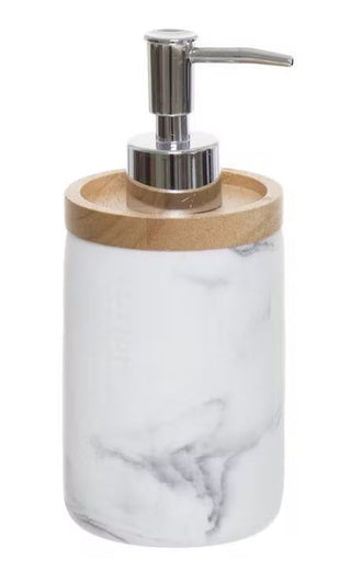 Zeo Living Seifenspender Marmor/Holz-Optik